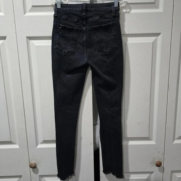 Abercrombie and Fitch 24 00R High Rise Super Skinny Ankle Distressed Black Jeans - Picture 6 of 11